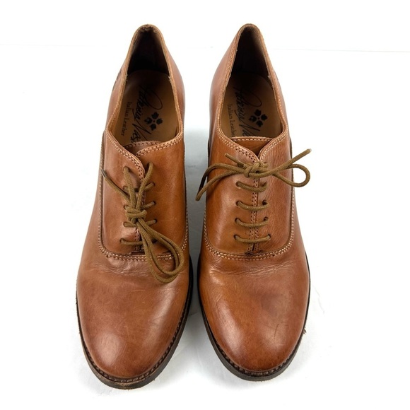 Patricia Nash Anna Shoes 9.5 Brown Leather Oxford Block Heel Womens - Picture 2 of 14